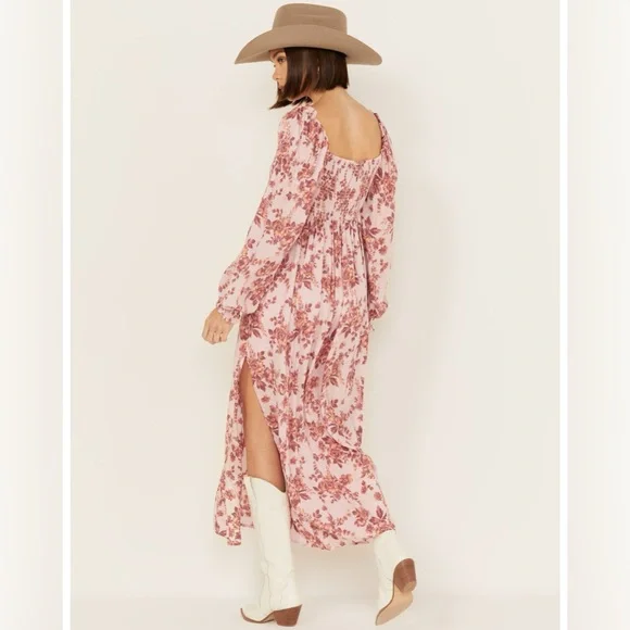 Free People Jaymes Floral Print Long Sleeve Dress Pink Size Small - Picture 12 of 15